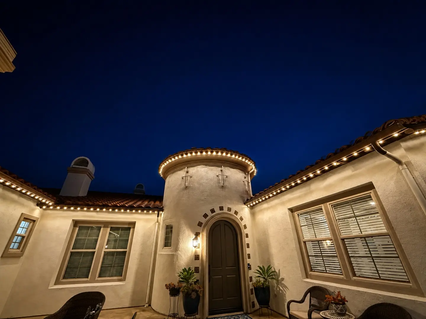 Permanent exterior lights used for security and accent lighting
