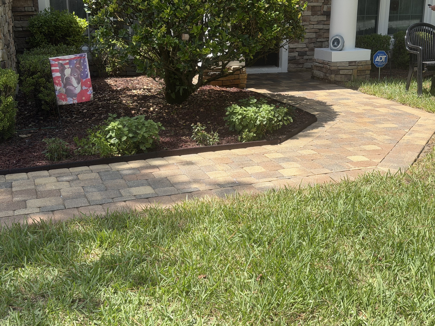 Freshly cleaned, sanded, and sealed pavers